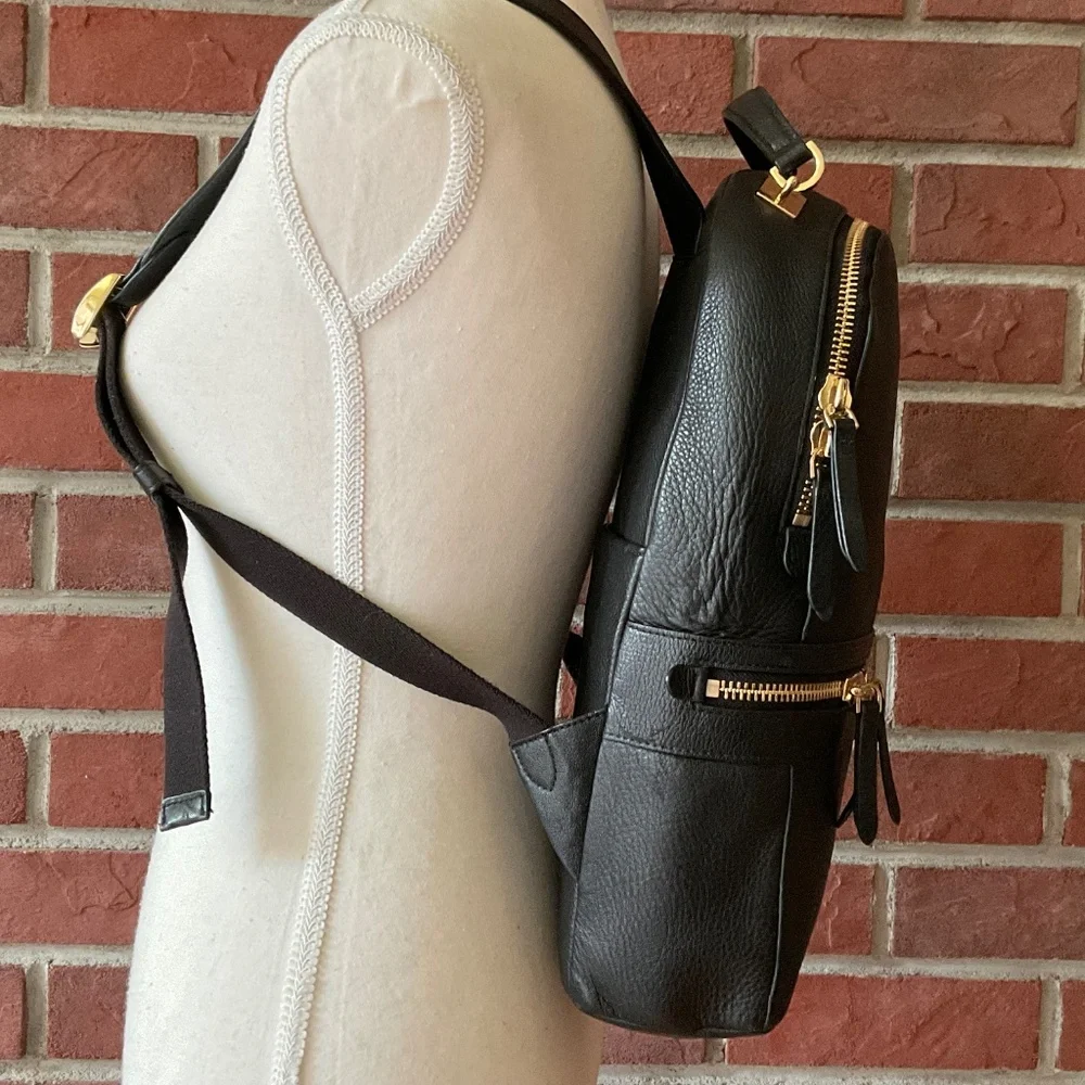 Henri Bendel Soho Black Pebble Leather Backpack
